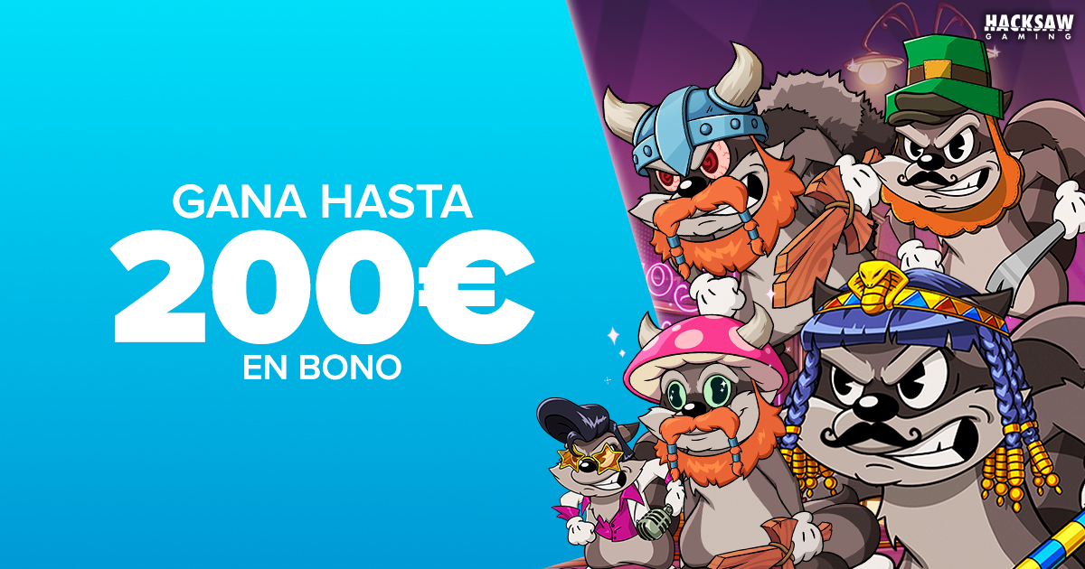 Gana hasta 200€ en Bono de Casino con las Slots seleccionadas de Hacksaw
