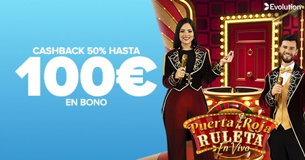 Te devolvemos el 50% de tus pérdidas en las Ruleta La Puerta Roja de Evolution