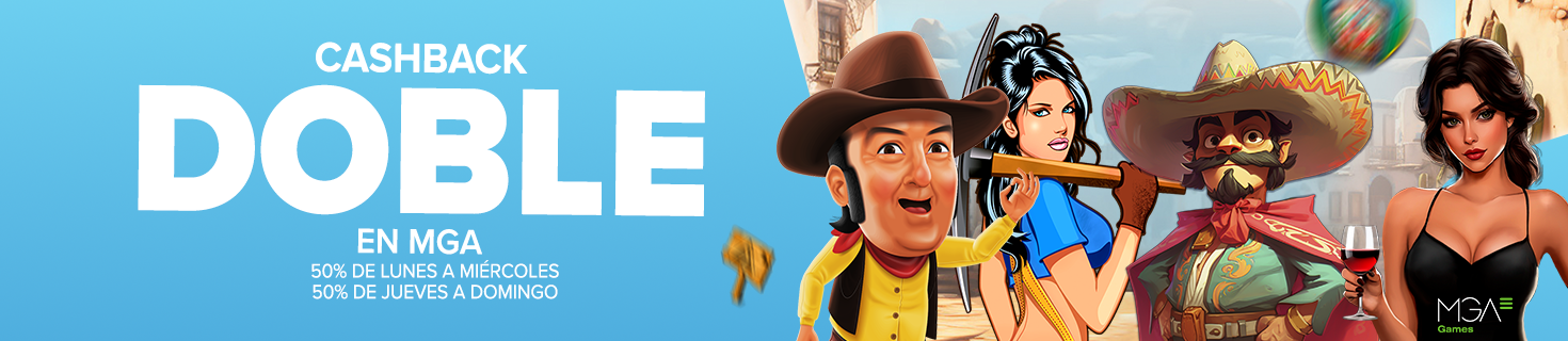 Cashback 50% dos veces esta semana en los juegos de MGA