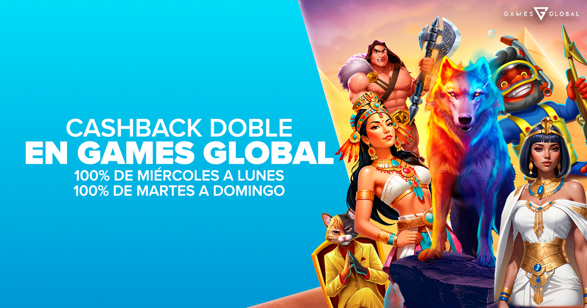 Cashback 100% dos veces esta semana en los juegos de Games Global