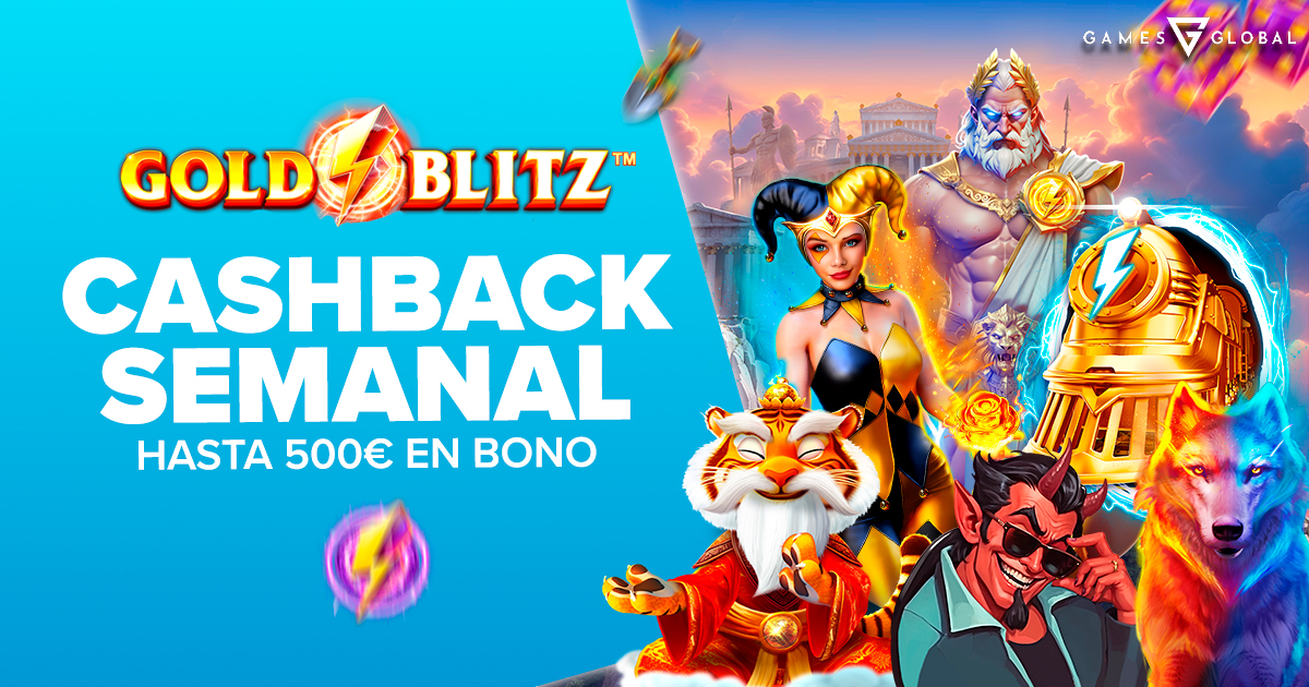 ¡Devolución según tu balance negativo hasta 500€ en Bono en todas las Slots Gold Blitz!