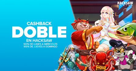 Cashback 100% dos veces esta semana en los juegos de Hacksaw