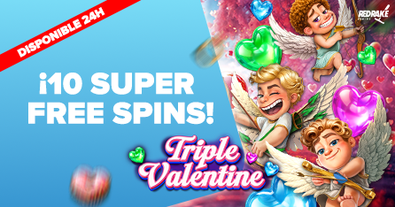 ¡Te regalamos 10 Super Free Spins para Triple Valentine de Red Rake!