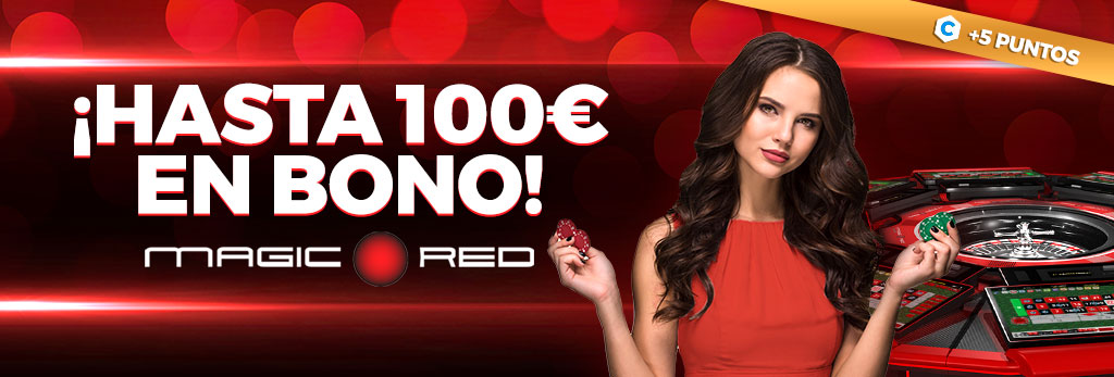Por cada 20€ jugados a la ruleta Magic Red te regalamos 10€ hasta 100€ en Bono