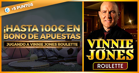 Gana hasta 100€ en Bono de Apuestas jugando a la Ruleta Vinnie Jones Roulette