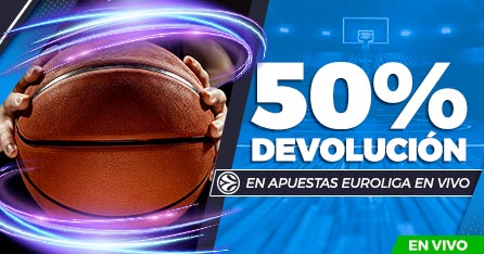 Promociones baloncesto: Hasta 50€ en Cashback en apuestas en vivo a la Euroleague