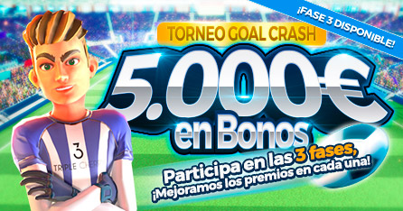 Participa en el Torneo para la Slot Goal Crash, ¡Repartimos 5.000€ en Bonos!