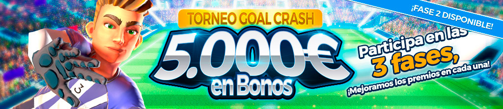 Participa en el Torneo para la Slot Goal Crash, ¡Repartimos 5.000€ en Bonos!