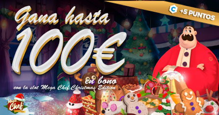 Gana hasta 100€ en Bono jugando a la Slot Mega Chef Christmas Edition