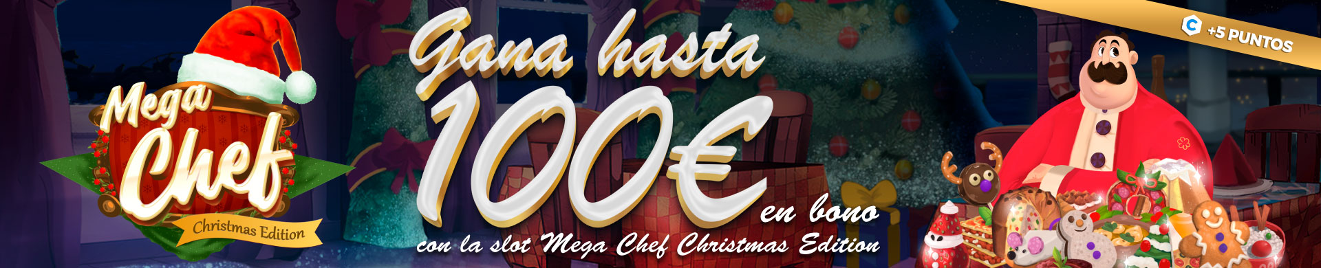 Gana hasta 100€ en Bono jugando a la Slot Mega Chef Christmas Edition